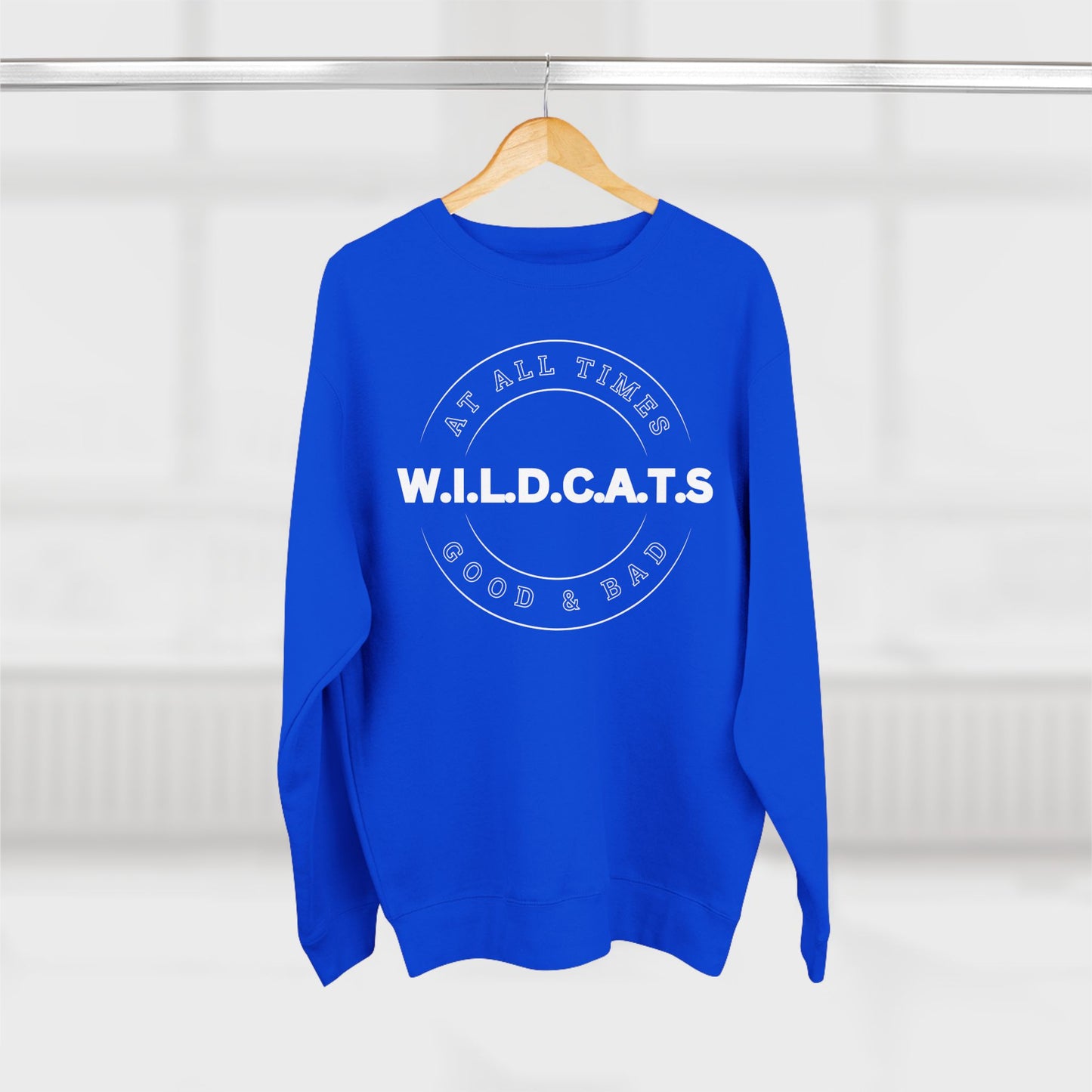 Adult Wildcats Christian White Letters & Picture Crewneck