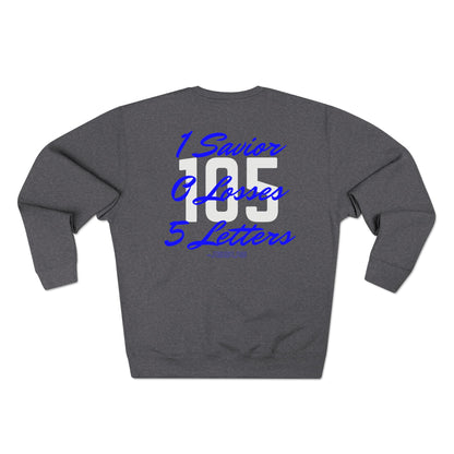 Adult 105 Christian Blue and White Letters Crewneck