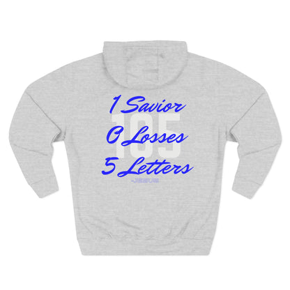 Adult 105 Christian Blue and White Letters Hoodie