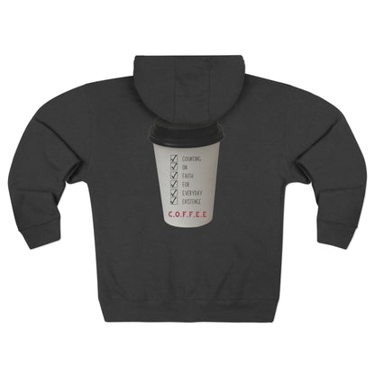 Adult Coffee Christian White Letters & Image Hoodie Zipper