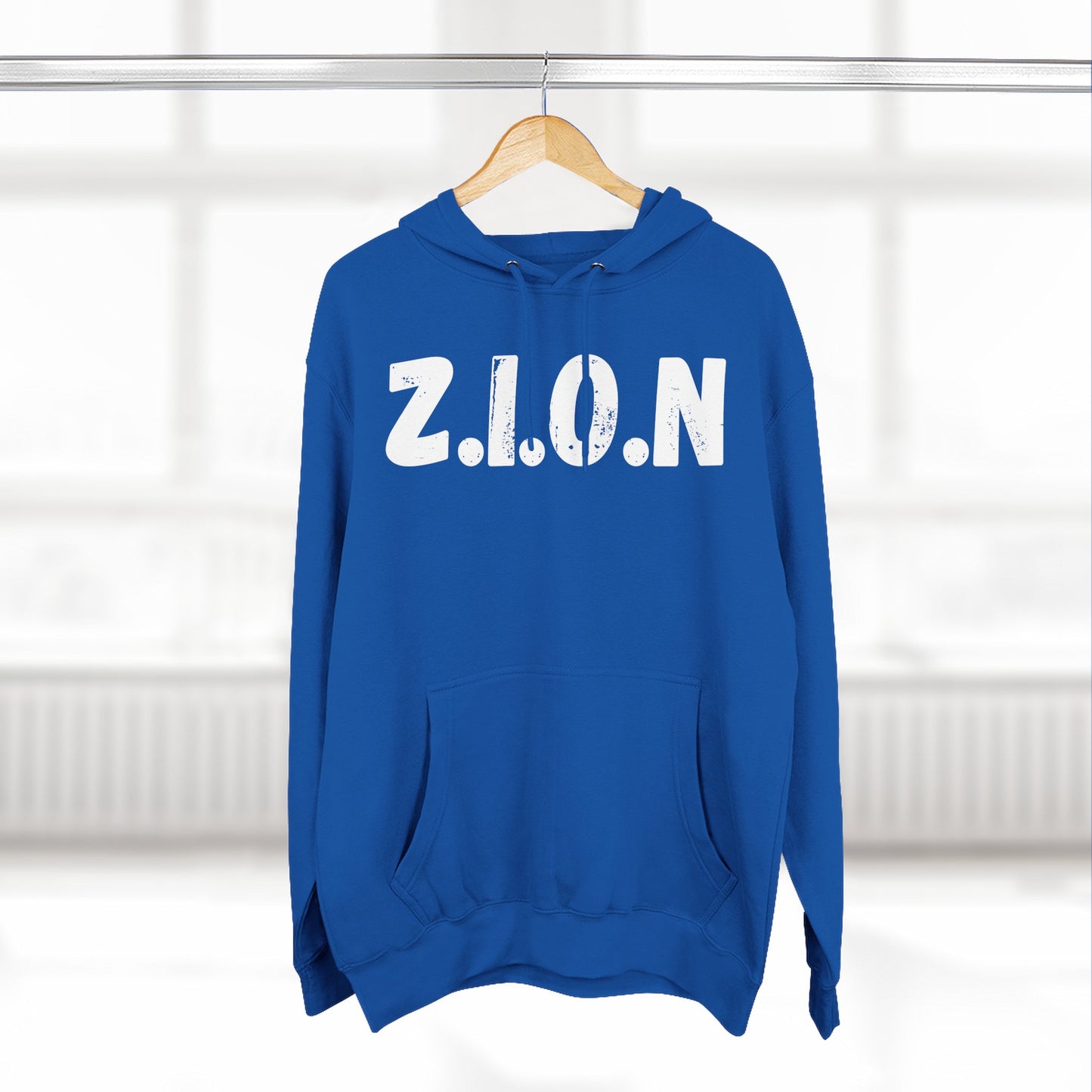 Adult Zion White Words & Image Pullover Hoodie
