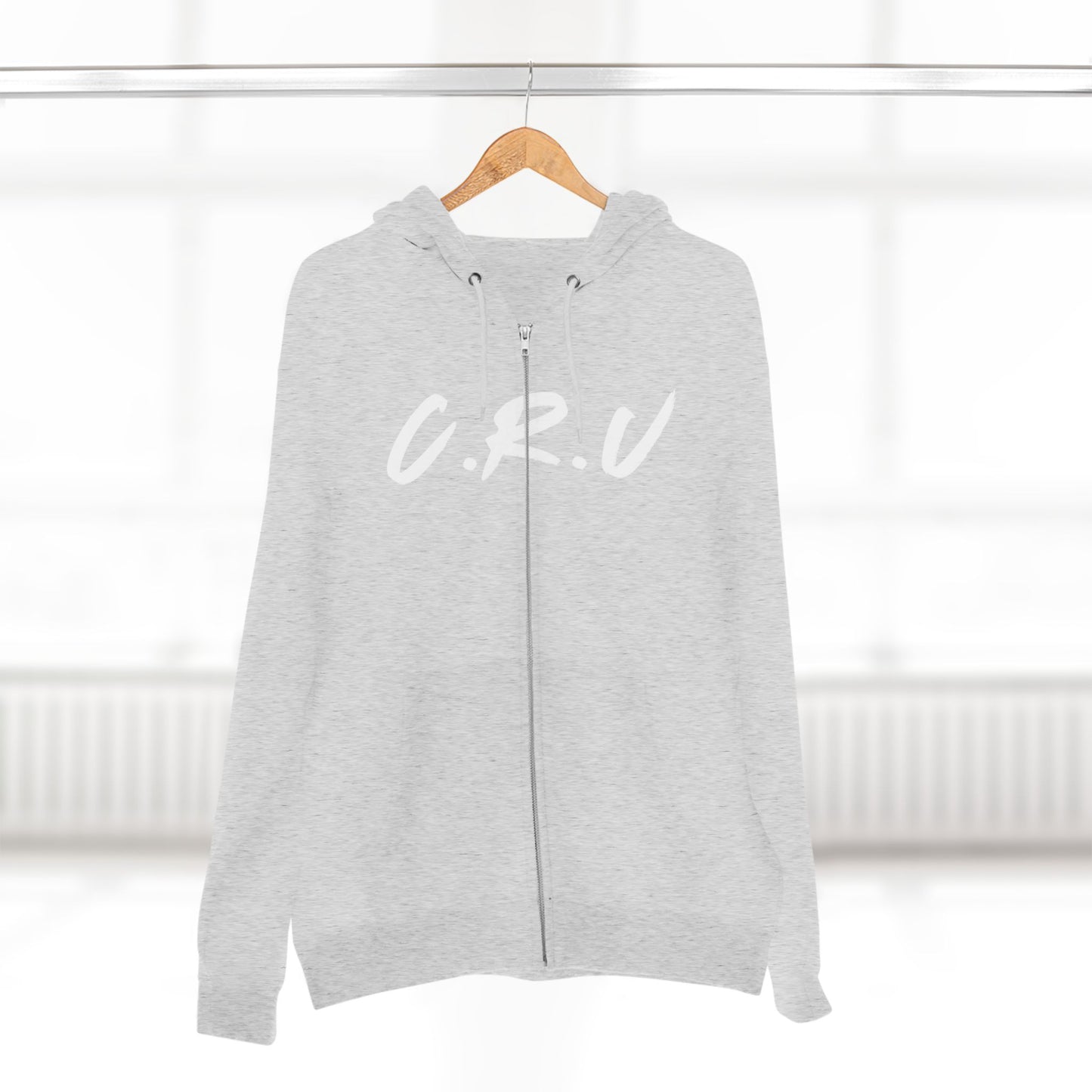 Adult Cru White Zipper Hoodie