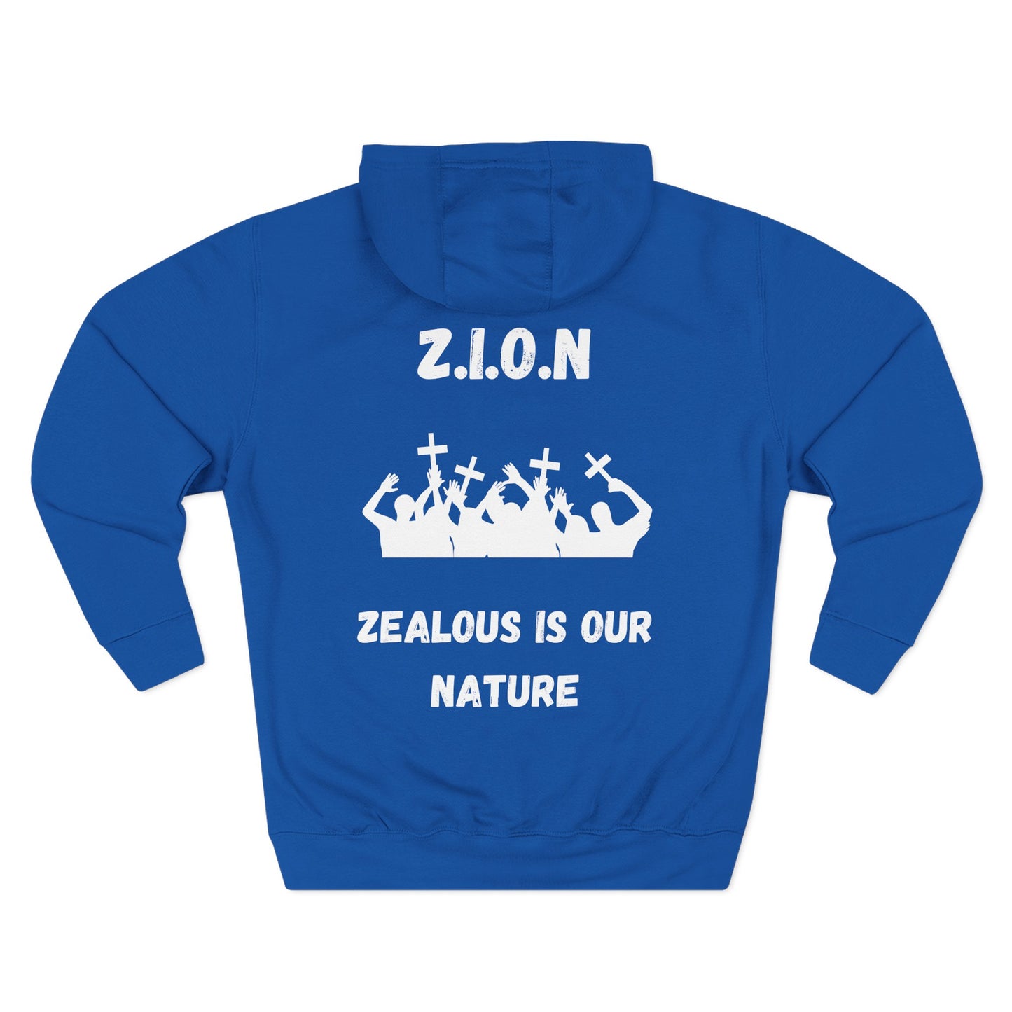 Adult Zion White Words & Image Pullover Hoodie
