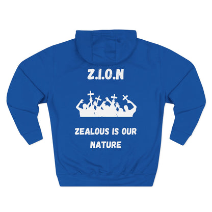 Adult Zion White Words & Image Pullover Hoodie