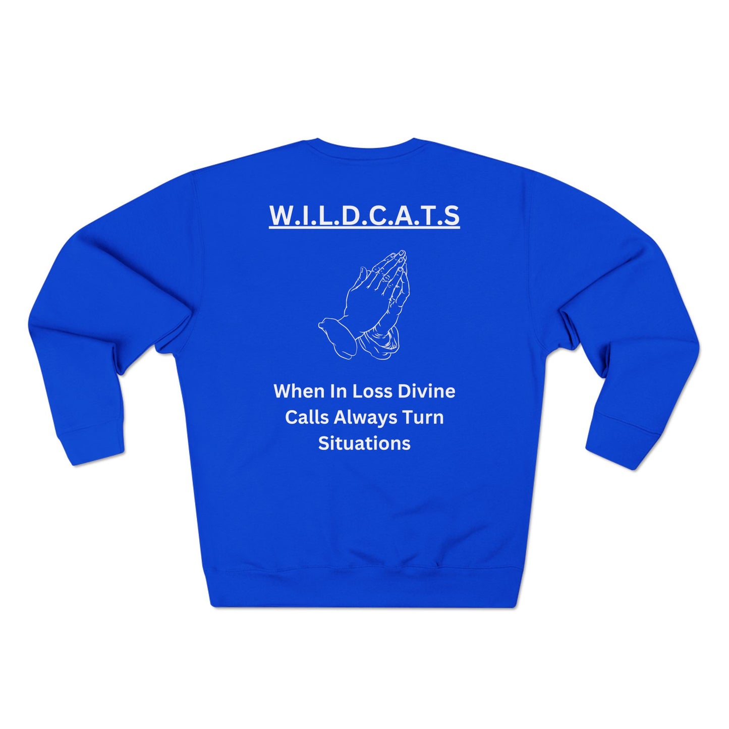 Adult Wildcats Christian White Letters & Picture Crewneck