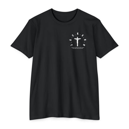 Adult Jackson White Cross & Letters Premium Tee