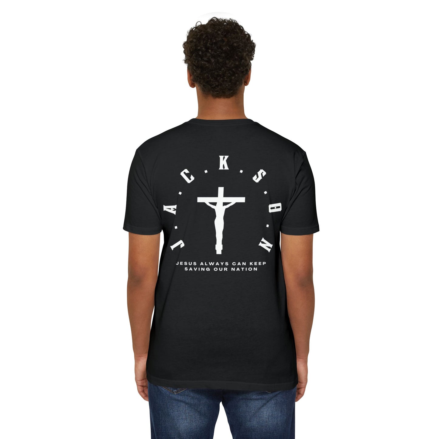 Adult Jackson White Cross & Letters Premium Tee