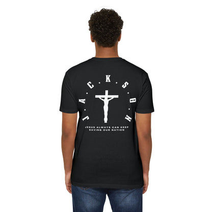 Adult Jackson White Cross & Letters Premium Tee
