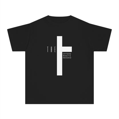 Youth T-Town Christian White Letters & Cross Heavyweight Tee