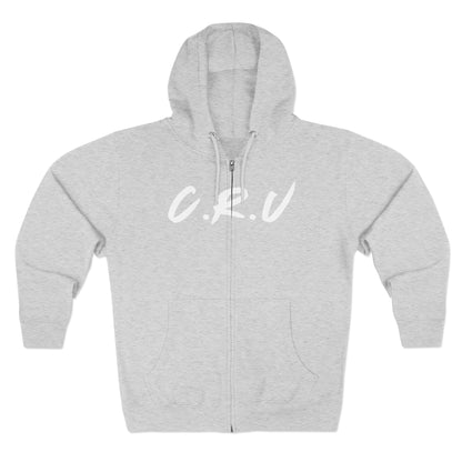 Adult Cru White Zipper Hoodie