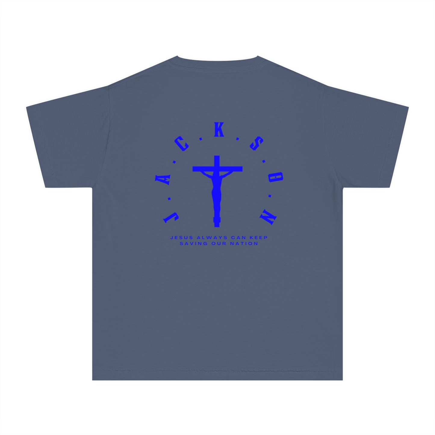 Youth Jackson Believing Christian Blue Letters & Cross