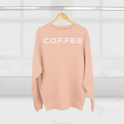 Adult Coffee Christian White Words & Image Crewneck
