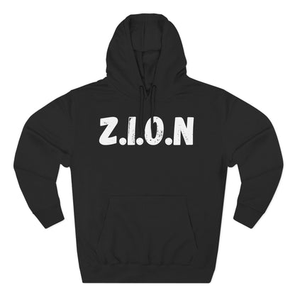 Adult Zion White Words & Image Pullover Hoodie