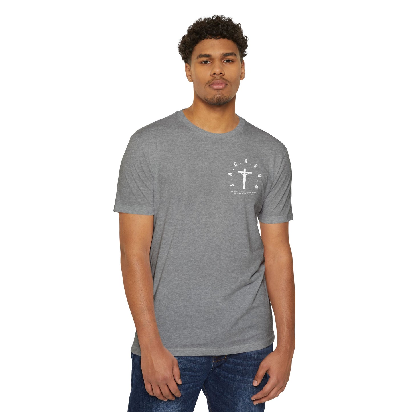 Adult Jackson White Cross & Letters Premium Tee
