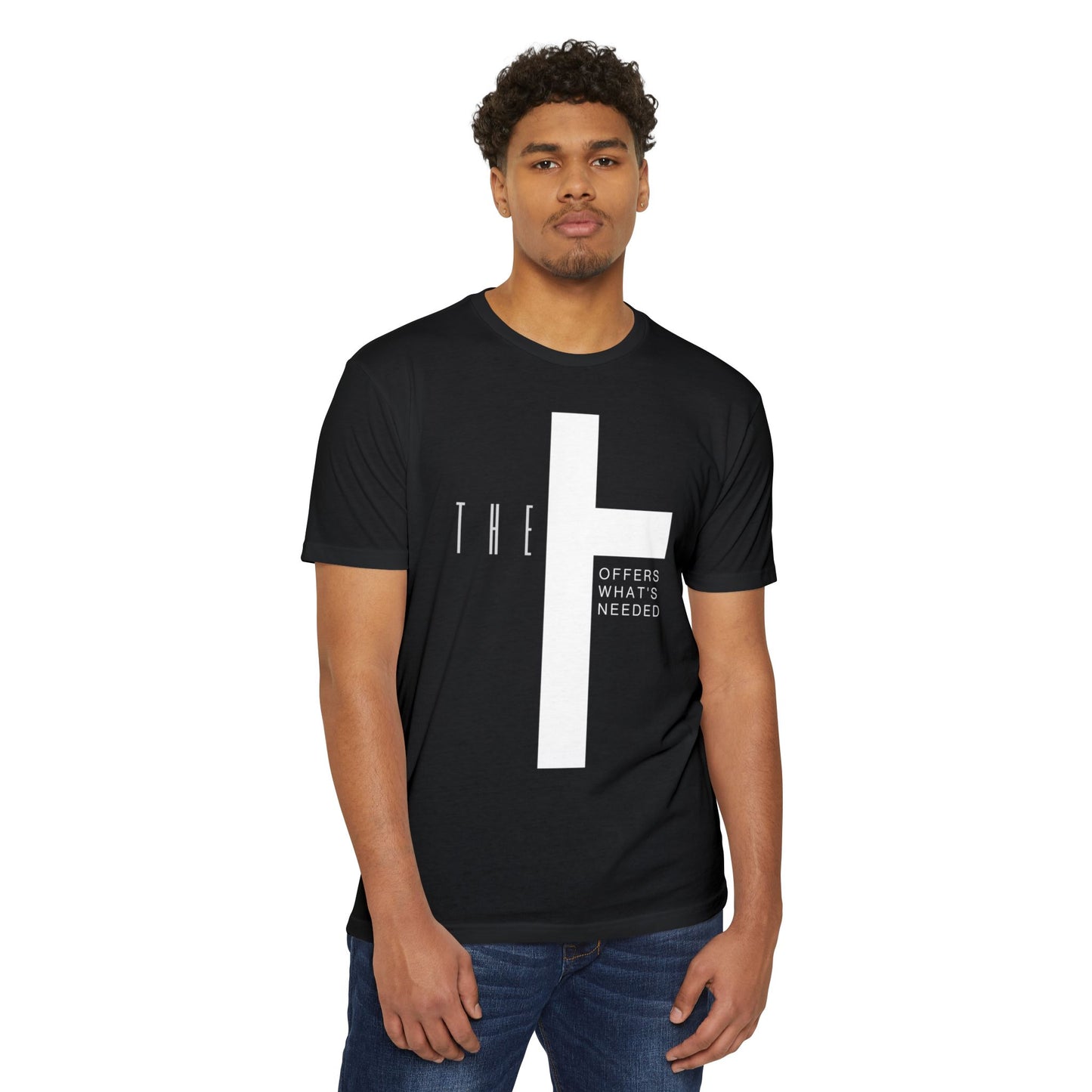 Adult T-Town Black Cross & Letters Premium Tee