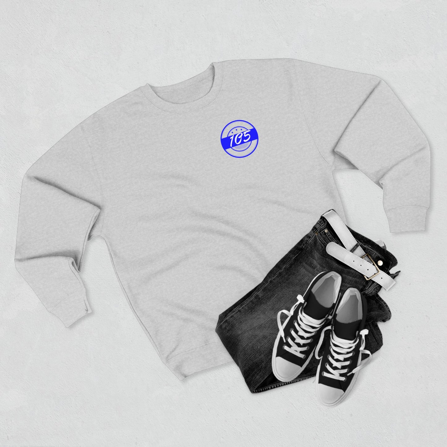 Adult 105 Christian Blue and White Letters Crewneck