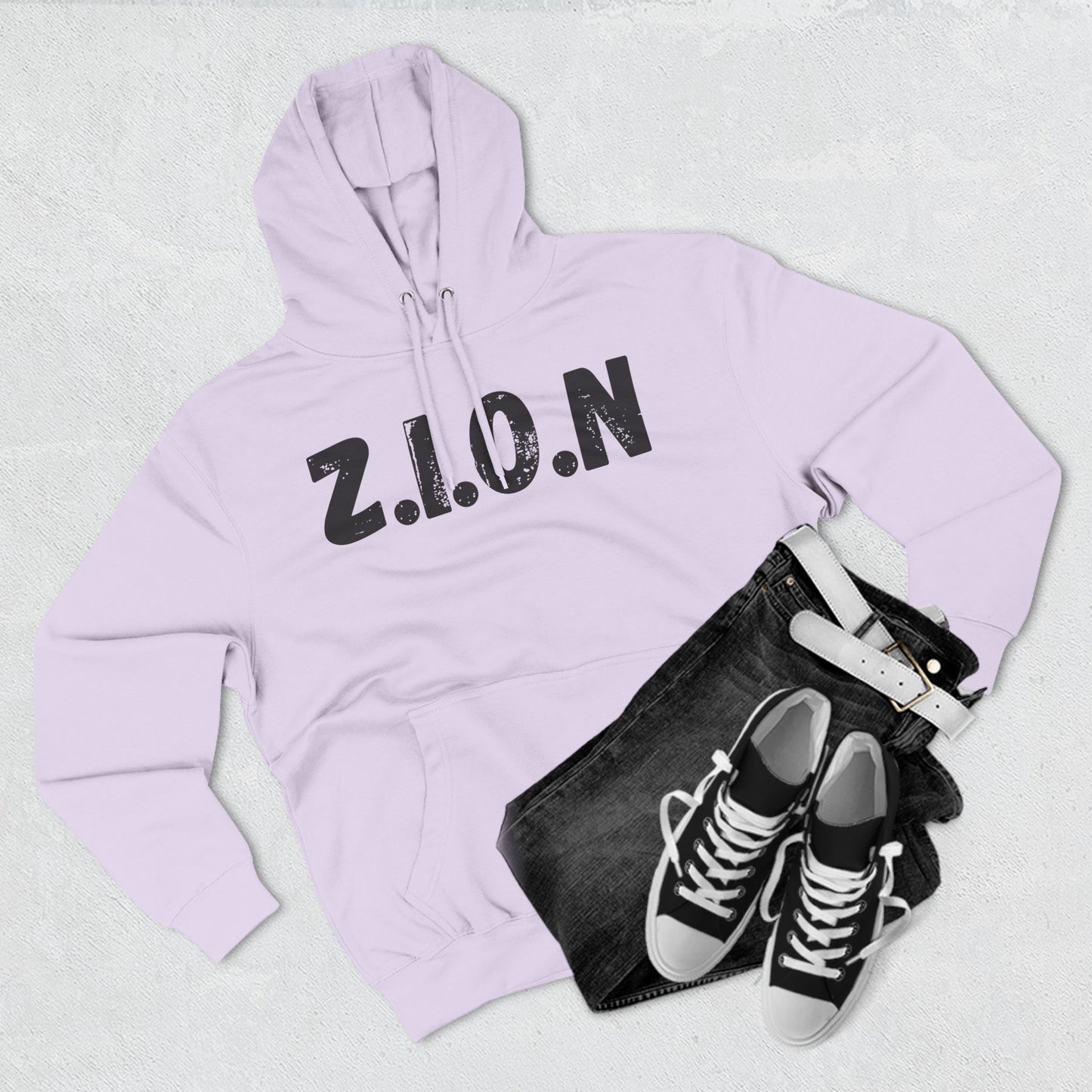Zion Hoodie Black Words & Image